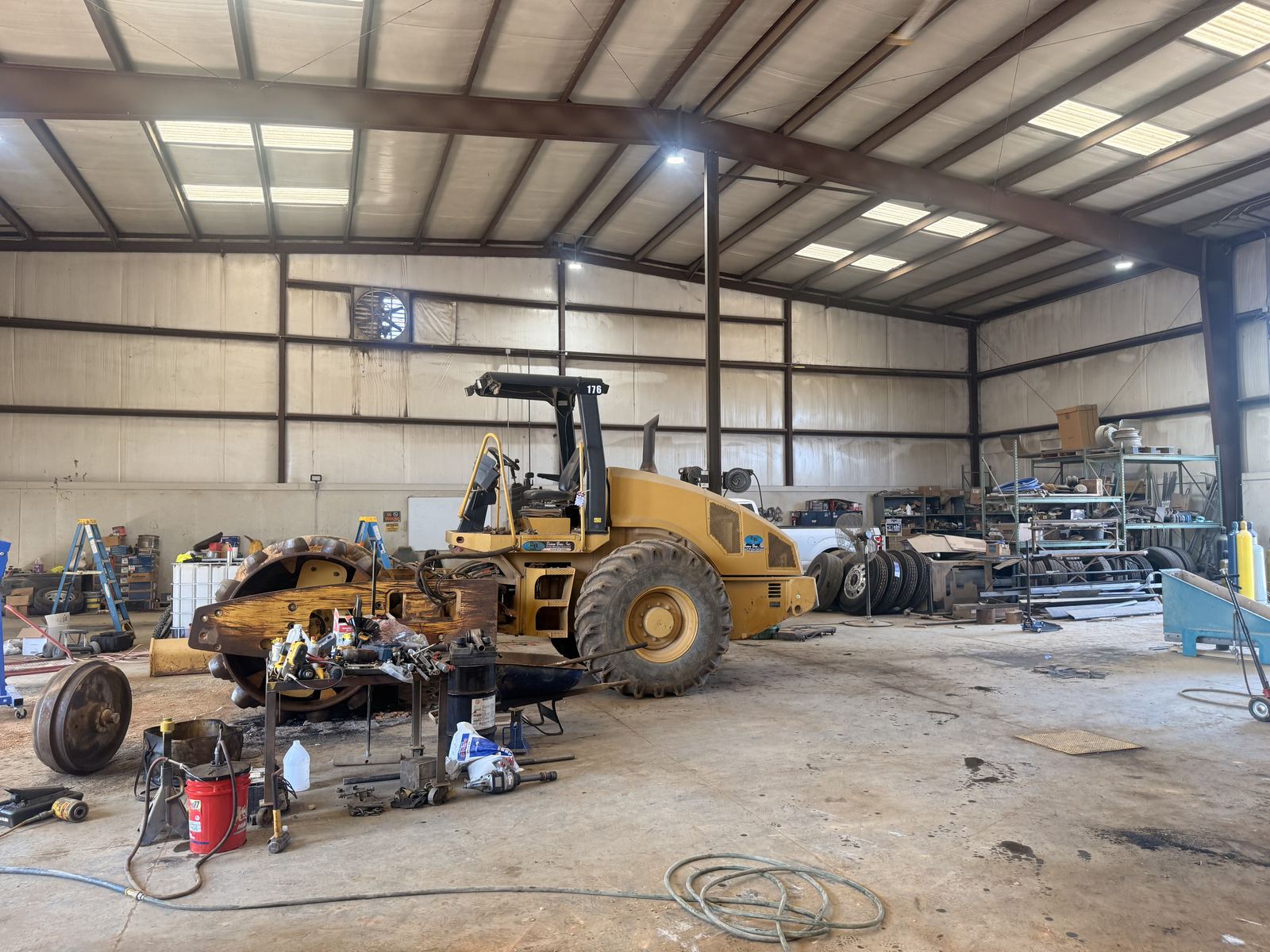 Equipment maintenance inside the Brown Bros. shop